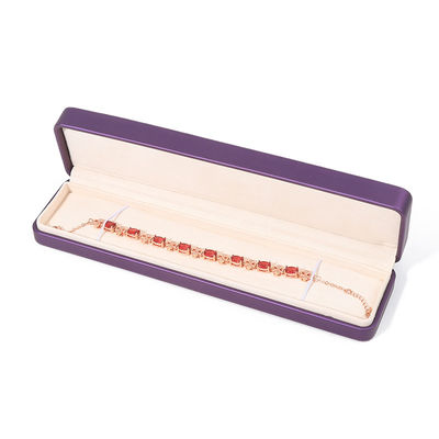 Caja de joyería de cuero púrpura premium con estampado en relieve