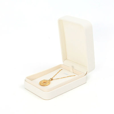 Caja de joyería de cuero blanco gran conjunto de joyas embalaje con logotipo personalizado