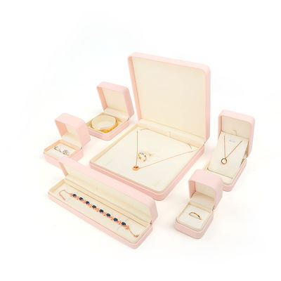 Caja de joyería de cuero rosa de calidad personalizada para almacenamiento de anillos