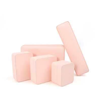 Caja de joyería de cuero rosa de calidad personalizada para almacenamiento de anillos