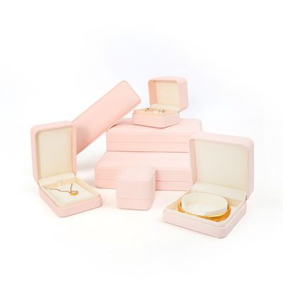 Caja de joyería de cuero rosa de calidad personalizada para almacenamiento de anillos