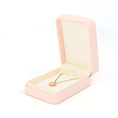 Caja de joyería de cuero rosa de calidad personalizada para almacenamiento de anillos