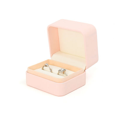 Caja de joyería de cuero rosa de calidad personalizada para almacenamiento de anillos