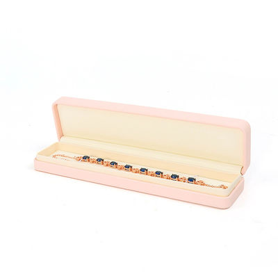 Caja de joyería de cuero rosa de calidad personalizada para almacenamiento de anillos