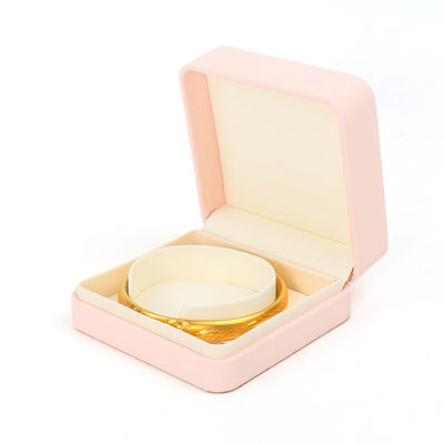 Caja de joyería de cuero rosa de calidad personalizada para almacenamiento de anillos