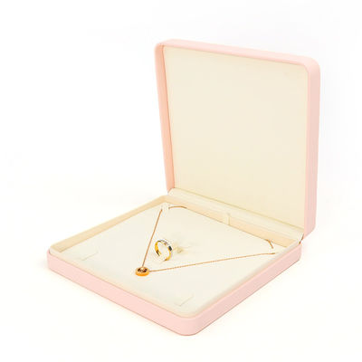 Caja de joyería de cuero rosa de calidad personalizada para almacenamiento de anillos