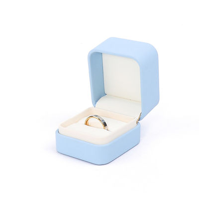 Caja de joyas de cuero azul claro para joyas grandes Conjunto de collar Brazalete de orejas Anillo de embalaje