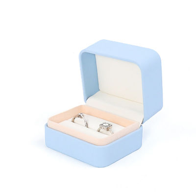 Caja de joyas de cuero azul claro para joyas grandes Conjunto de collar Brazalete de orejas Anillo de embalaje