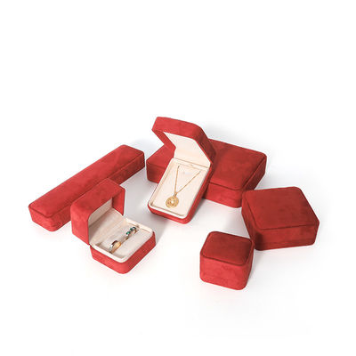 Embalaje de caja de joyería roja premium con impresión 3D para juego grande de collar, pulsera, aretes y anillo