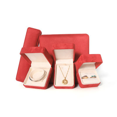 Embalaje de la caja de joyas rojas Premium para el conjunto de anillos de pulseras de collar grande