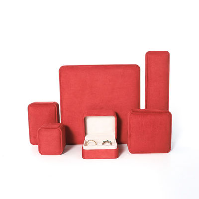 Embalaje de caja de joyería roja premium con impresión 3D para juego grande de collar, pulsera, aretes y anillo
