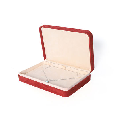 Embalaje de caja de joyería roja premium con impresión 3D para juego grande de collar, pulsera, aretes y anillo