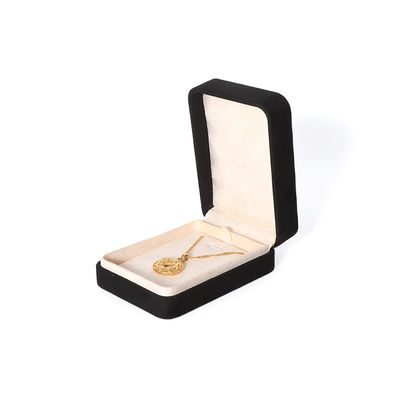 Juego de joyas grande de alta gama, collar, pulsera, aretes, anillo, embalaje, caja de joyería cuadrada de terciopelo negro hecha a mano con logotipo