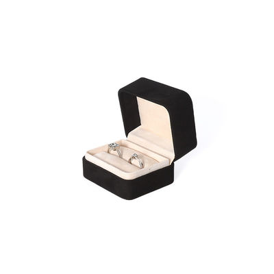 Juego de joyas grande de alta gama, collar, pulsera, aretes, anillo, embalaje, caja de joyería cuadrada de terciopelo negro hecha a mano con logotipo