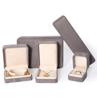 Caja de embalaje de joyería gris premium personalizada de alta gama para conjuntos de joyería grandes: collar, pulsera, pendientes, embalaje de anillos