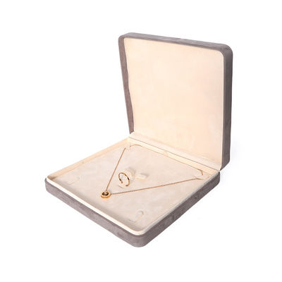 Caja de embalaje de joyería gris premium personalizada de alta gama para conjuntos de joyería grandes: collar, pulsera, pendientes, embalaje de anillos