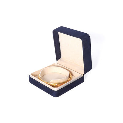 Caja de embalaje de joyería azul premium al por mayor de fabricación china, caja de embalaje personalizada de alta gama para conjuntos de joyería grandes, collar, pulsera, pendientes, anillo, embalaje cuadrado hecho a mano de terciopelo azul, caja de joyería con logotipo