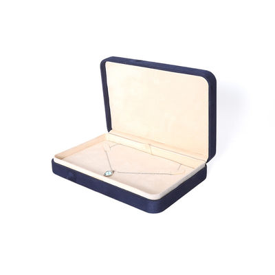 Caja de embalaje de joyería azul premium al por mayor de fabricación china, caja de embalaje personalizada de alta gama para conjuntos de joyería grandes, collar, pulsera, pendientes, anillo, embalaje cuadrado hecho a mano de terciopelo azul, caja de joyería con logotipo
