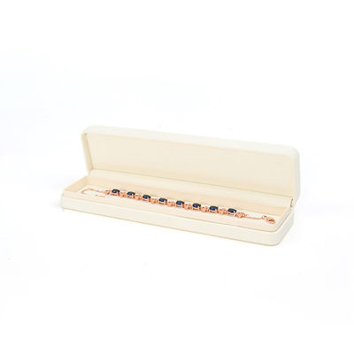 Caja de embalaje de joyería de cuero blanco cuadrado hecha a mano Caja de embalaje de joyería grande de lujo personalizada para collar, pulsera, aretes, anillo
