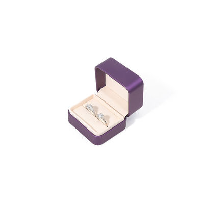Caja de embalaje de joyería de alta calidad de lujo personalizado conjunto de joyas grandes caja collar brazalete aretes anillo embalaje hecha a mano cuadrada de piel púrpura caja de joyas con logotipo