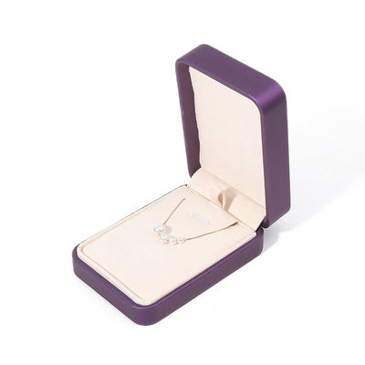 Caja de embalaje de joyería de alta calidad de lujo personalizado conjunto de joyas grandes caja collar brazalete aretes anillo embalaje hecha a mano cuadrada de piel púrpura caja de joyas con logotipo