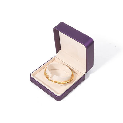 Caja de embalaje de joyería de alta calidad de lujo personalizado conjunto de joyas grandes caja collar brazalete aretes anillo embalaje hecha a mano cuadrada de piel púrpura caja de joyas con logotipo