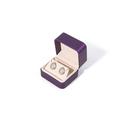 Caja de embalaje de joyería de alta calidad de lujo personalizado conjunto de joyas grandes caja collar brazalete aretes anillo embalaje hecha a mano cuadrada de piel púrpura caja de joyas con logotipo