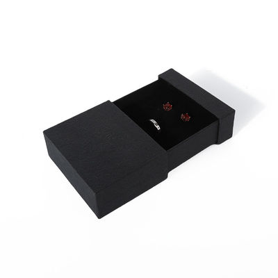 Caja de joyería de cartón de papel negro con cajón, ecológica, personalizada, de alta calidad al por mayor de China, para embalaje de joyas, con logotipo, para collar, pendientes, pulsera y anillo.
