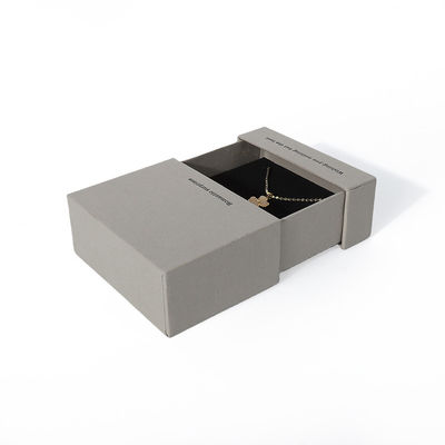 China fabricación al por mayor de alta calidad Caja de collar, pendientes, pulsera y anillo. Embalaje de joyería personalizado, ecológico, de cartón, papel gris, caja de joyería con cajón y logotipo.