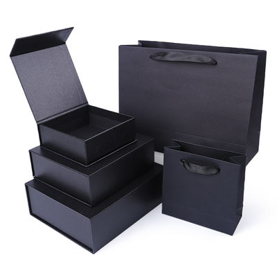Fabricación al por mayor de cajas de regalo magnéticas de alta calidad, embalaje con logotipo personalizado, lujo, ecológicas, de cartón, papel negro, caja magnética para joyas