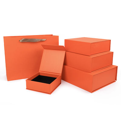 Fabricación al por mayor de alta calidad Caja de regalo magnética Embalaje Logotipo personalizado de lujo Eco amigable Cartón Papel naranja Caja de joyas magnéticas
