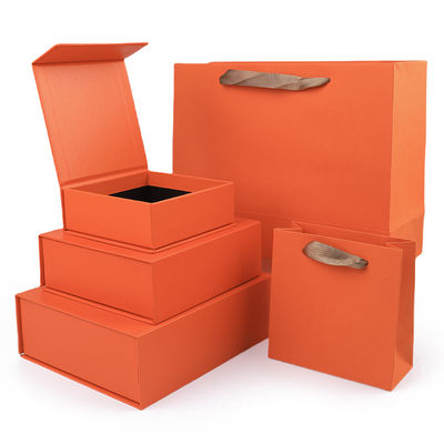 Fabricación al por mayor de alta calidad Caja de regalo magnética Embalaje Logotipo personalizado de lujo Eco amigable Cartón Papel naranja Caja de joyas magnéticas
