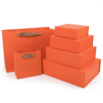 Fabricación al por mayor de alta calidad Caja de regalo magnética Embalaje Logotipo personalizado de lujo Eco amigable Cartón Papel naranja Caja de joyas magnéticas