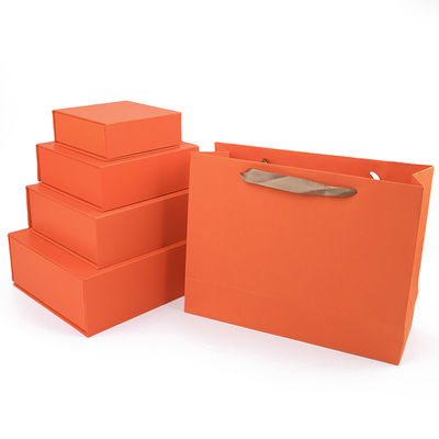 Fabricación al por mayor de alta calidad Caja de regalo magnética Embalaje Logotipo personalizado de lujo Eco amigable Cartón Papel naranja Caja de joyas magnéticas