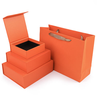 Fabricación al por mayor de alta calidad Caja de regalo magnética Embalaje Logotipo personalizado de lujo Eco amigable Cartón Papel naranja Caja de joyas magnéticas