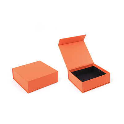 Fabricación al por mayor de alta calidad Caja de regalo magnética Embalaje Logotipo personalizado de lujo Eco amigable Cartón Papel naranja Caja de joyas magnéticas