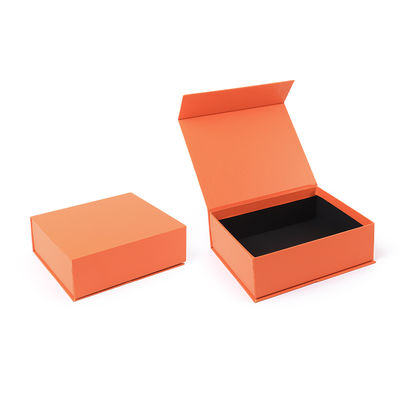 Fabricación al por mayor de alta calidad Caja de regalo magnética Embalaje Logotipo personalizado de lujo Eco amigable Cartón Papel naranja Caja de joyas magnéticas