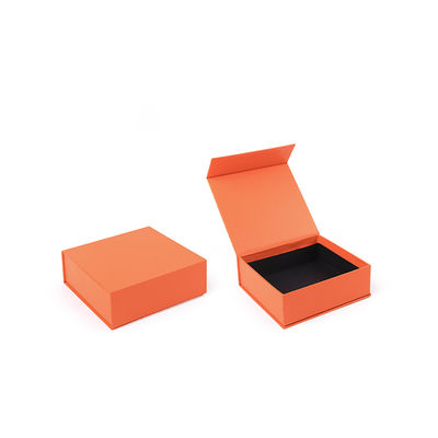 Fabricación al por mayor de alta calidad Caja de regalo magnética Embalaje Logotipo personalizado de lujo Eco amigable Cartón Papel naranja Caja de joyas magnéticas