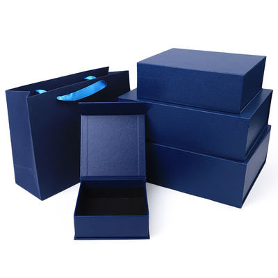 Fabricación al por mayor de cajas de regalo magnéticas de alta calidad con logotipo personalizado de lujo, ecológicas, de cartón, papel, azul, caja magnética para joyas