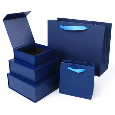 Fabricación al por mayor de cajas de regalo magnéticas de alta calidad con logotipo personalizado de lujo, ecológicas, de cartón, papel, azul, caja magnética para joyas