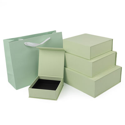 Fabricación al por mayor de cajas de regalo magnéticas de alta calidad con logotipo personalizado, lujosas, ecológicas, de color verde claro, de papel magnético para joyería