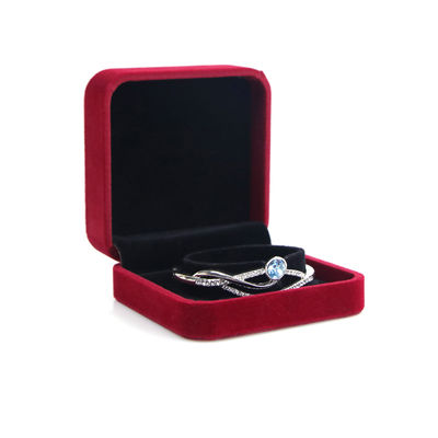 Caja de joyería de terciopelo de alta gama OEM ODM, logotipo personalizable de lujo, caja de joyería de terciopelo rojo