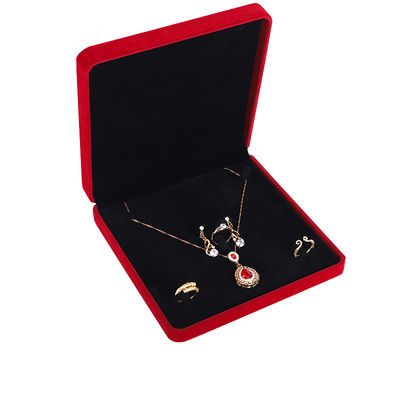 Caja de joyería de terciopelo de alta gama OEM ODM, logotipo personalizable de lujo, caja de joyería de terciopelo rojo