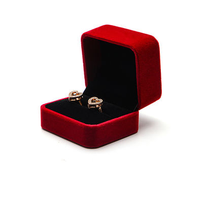 Caja de joyería de terciopelo de alta gama OEM ODM, logotipo personalizable de lujo, caja de joyería de terciopelo rojo
