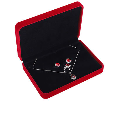 Caja de joyería de terciopelo de alta gama OEM ODM, logotipo personalizable de lujo, caja de joyería de terciopelo rojo