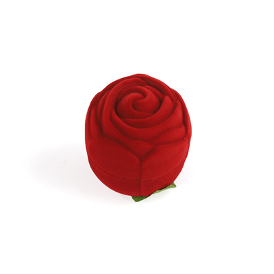 Caja de joyería personalizable de alta gama con forma de rosa de terciopelo rojo para el Día de San Valentín