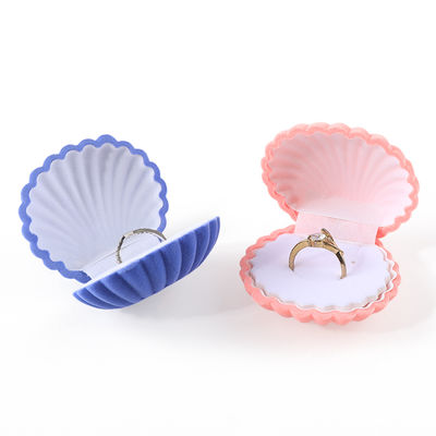 Envases personalizados de joyería de calidad con concha de terciopelo de anillo de veludo