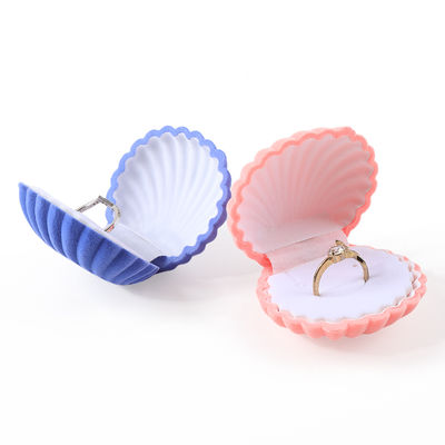 Envases personalizados de joyería de calidad con concha de terciopelo de anillo de veludo