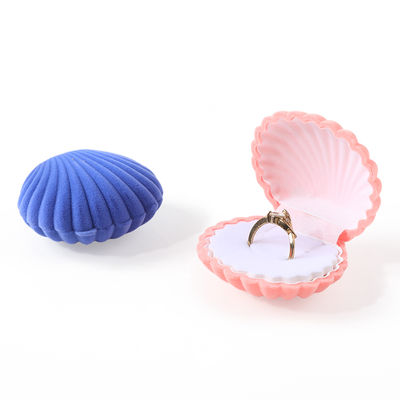 Envases personalizados de joyería de calidad con concha de terciopelo de anillo de veludo