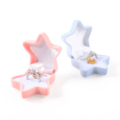 Embalaje de joyería con caja de anillo de terciopelo de estrella de mar personalizada OEM con logotipo